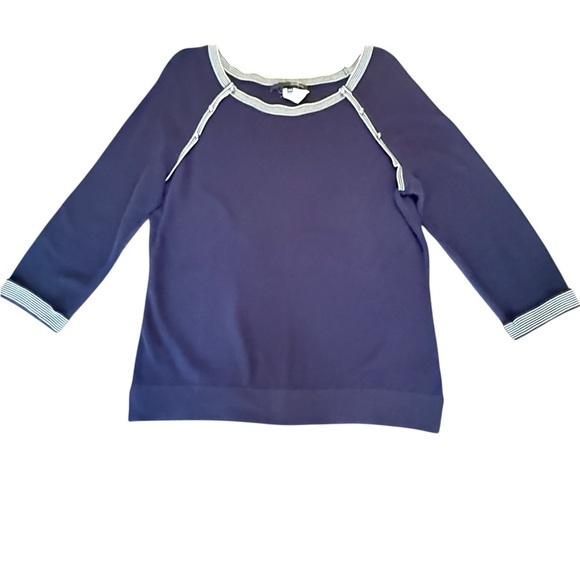 Les Copains 3/4 Sleeve Navy Boatneck Sweater Size 44/XL MSRP $550 from Saks - Picture 1 of 13